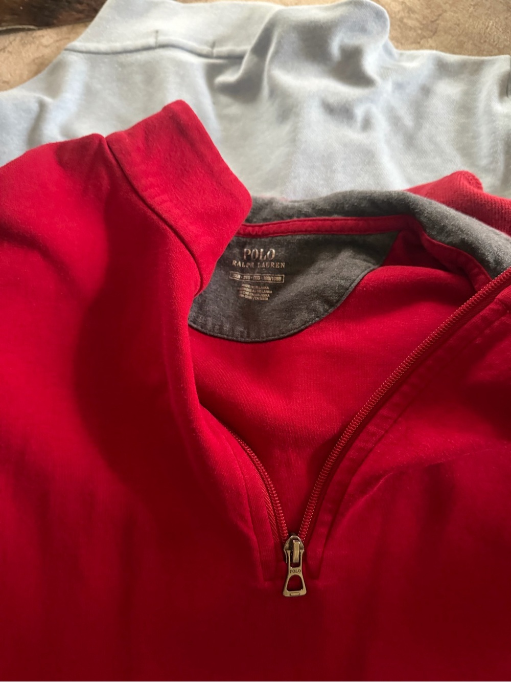 Polo by Ralph Lauren Red Half-Zip Pullover with Gray Trim